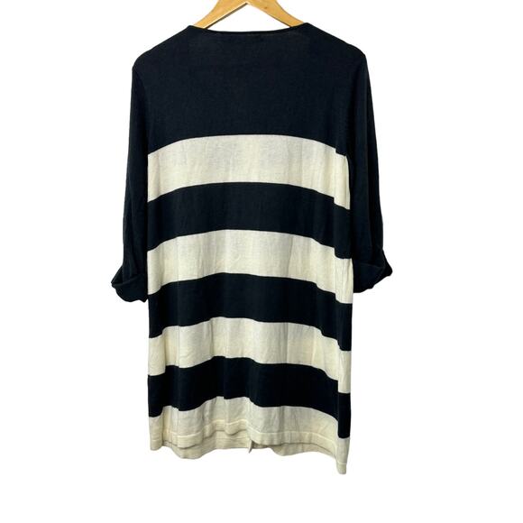 Isabella Sinclair Black & White Stripe Cardigan Chunky Buttons Women's  Large - Picture 7 of 9
